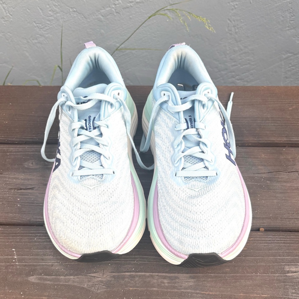 Hoka Women's Light Blue Running Shoes with Pastel Accents